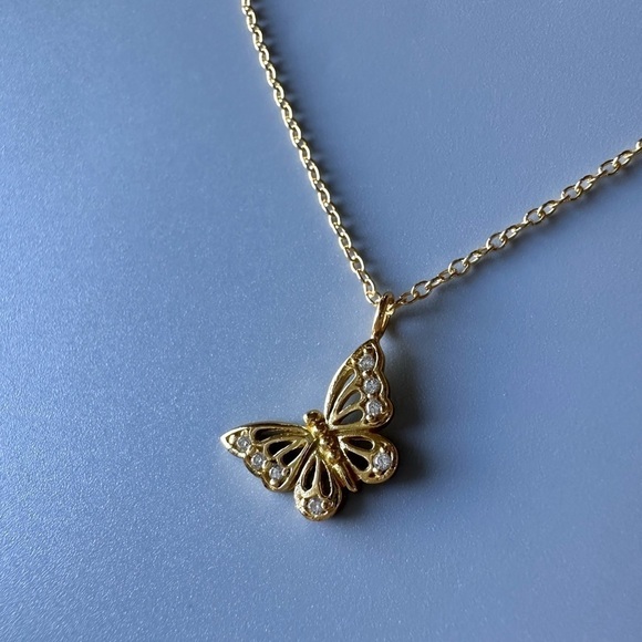 14k Gold Butterfly Necklace - Picture 10 of 11